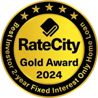 RateCity Gold Award 2024 - Best Investor 2-year Fixed Interest Only Home Loan award badge