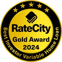 RateCity Gold Award 2024 - Best Investor Vartiable Home Loan award badge