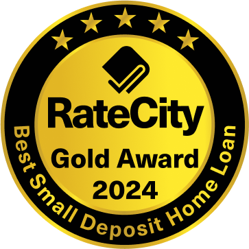 RateCity Gold Award 2024 - Best Small Deposit Home Loan award badge