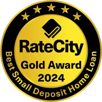 RateCity Gold Award 2024 - Best Small Deposit Home Loan award badge